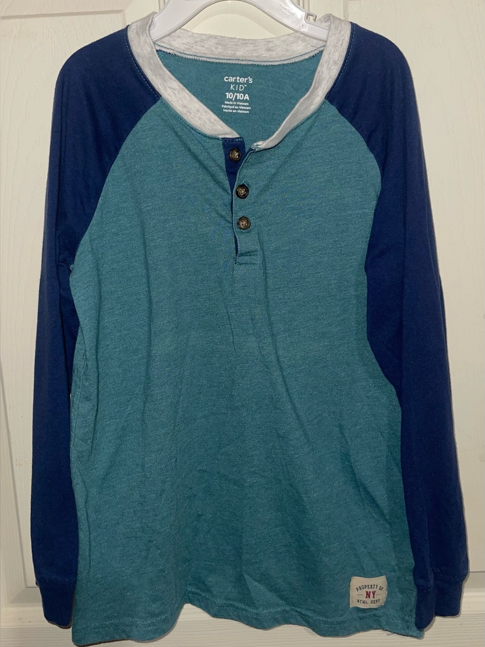 Carter's Teal and Navy Long-Sleeve Henley Top